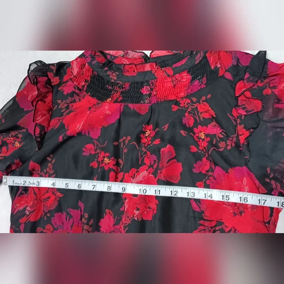 Chetta B Black and Red Floral Midi Dress - Picture 6 of 7